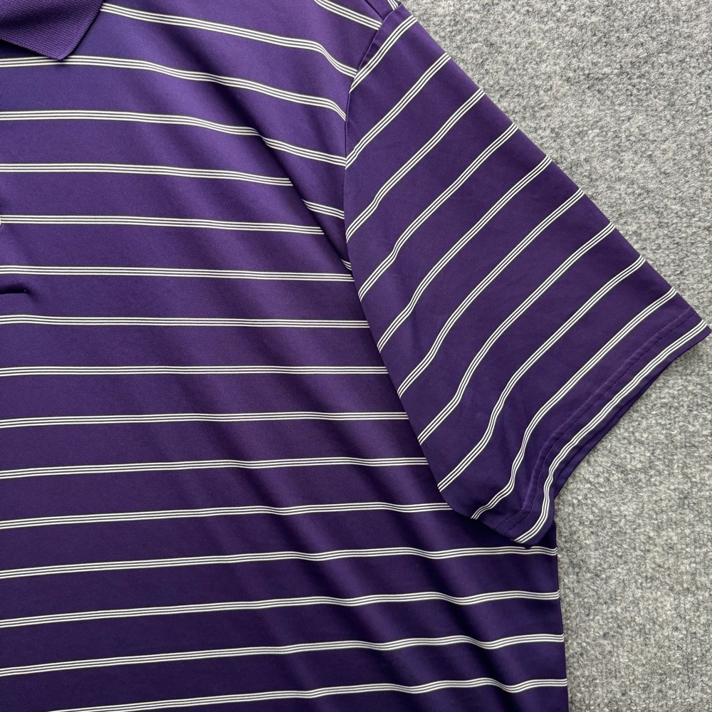 adidas puremotion Golf Polo Shirt Mens 2XL Purple Short Sleeve Striped Athletic - Picture 6 of 11